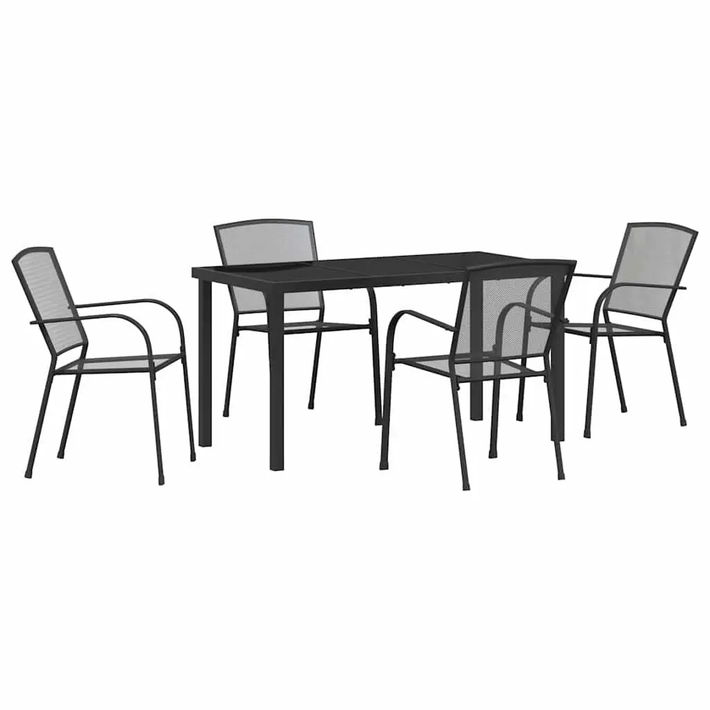 Garden Dining Set 5 pcs Anthracite Outdoor Furniture Rectangular Table Chairs