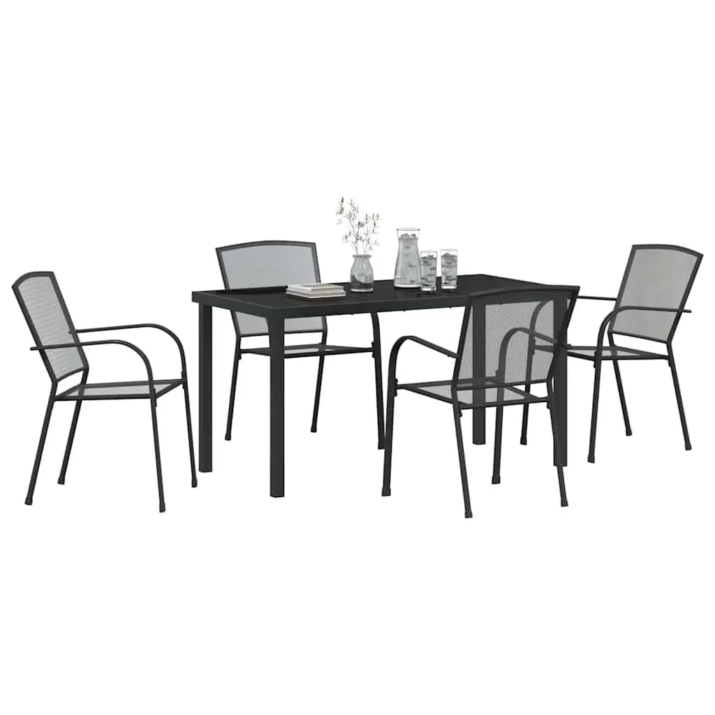 Garden Dining Set 5 pcs Anthracite Outdoor Furniture Rectangular Table Chairs