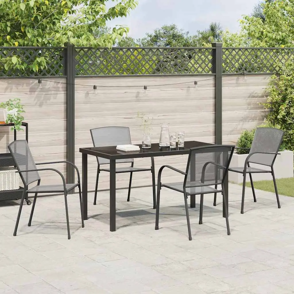 Garden Dining Set 5 pcs Anthracite Outdoor Furniture Rectangular Table Chairs