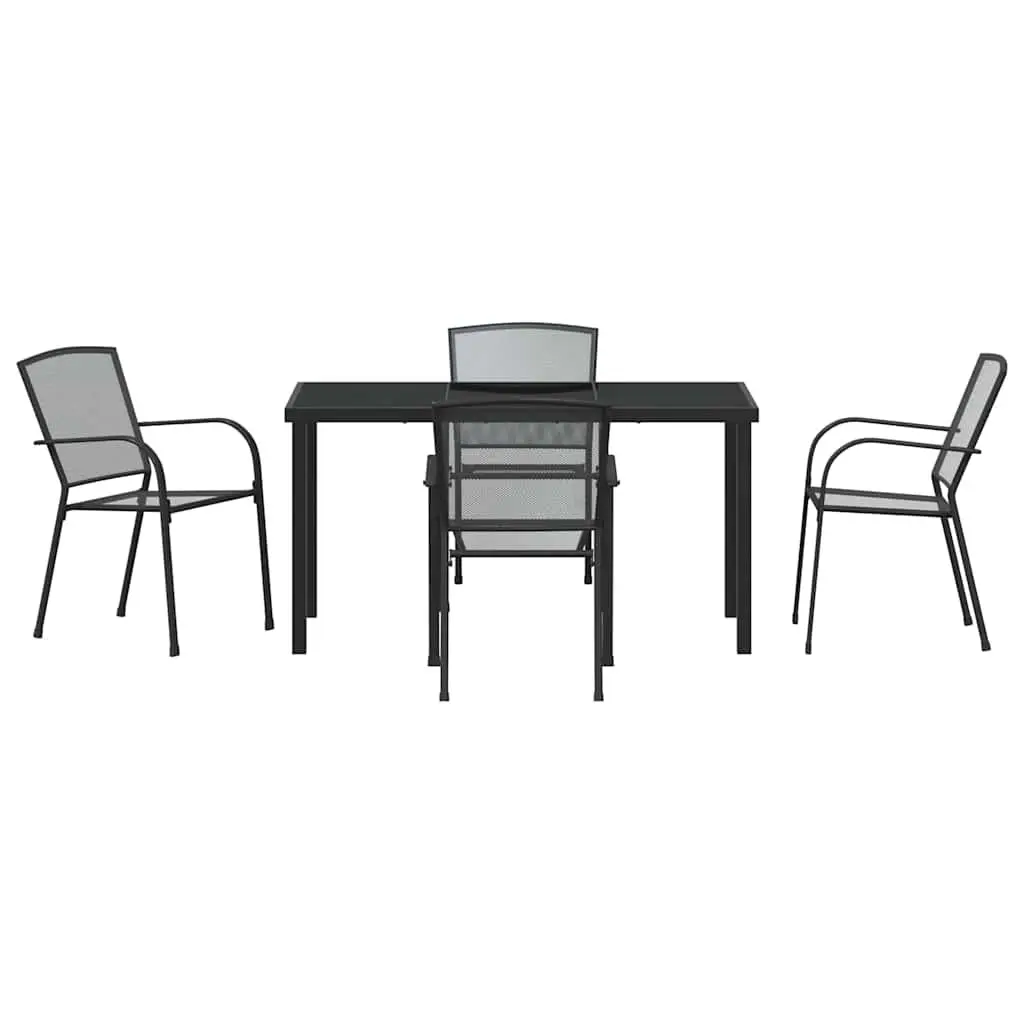 Garden Dining Set 5 pcs Anthracite Outdoor Furniture Rectangular Table Chairs