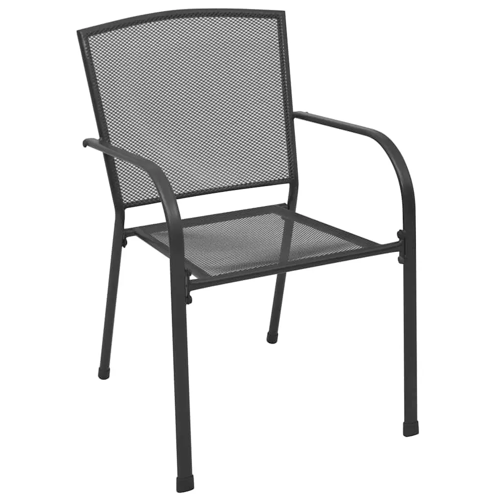 Garden Dining Set Outdoor Furniture 7 Piece Rectangular Table with Chairs Anthracite Steel
