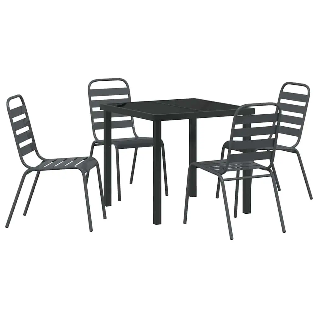 Garden Dining Set Outdoor Furniture 5 Piece Anthracite Steel Patio Table Chairs
