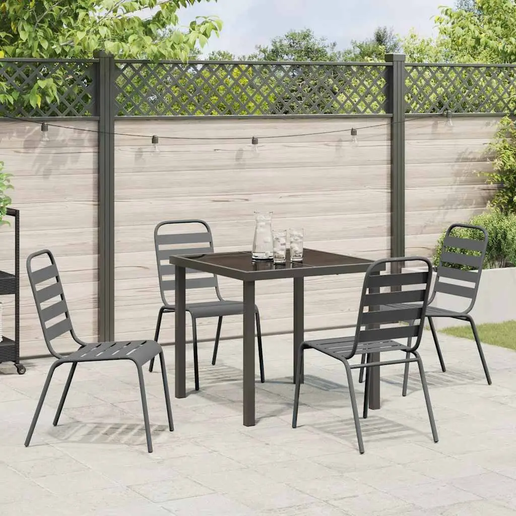 Garden Dining Set Outdoor Furniture 5 Piece Anthracite Steel Patio Table Chairs