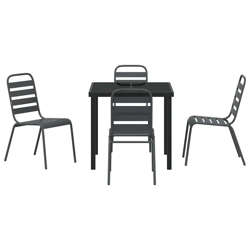 Garden Dining Set Outdoor Furniture 5 Piece Anthracite Steel Patio Table Chairs
