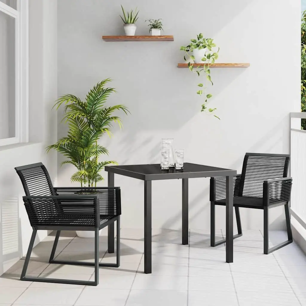 Garden Dining Set 3 Piece Black Outdoor Furniture Patio Garden Table Chairs