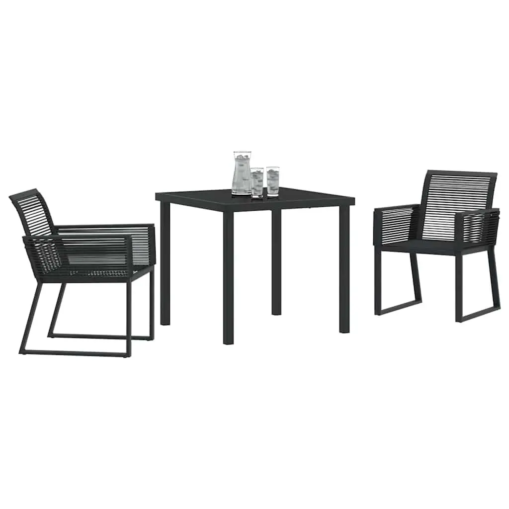 Garden Dining Set 3 Piece Black Outdoor Furniture Patio Garden Table Chairs