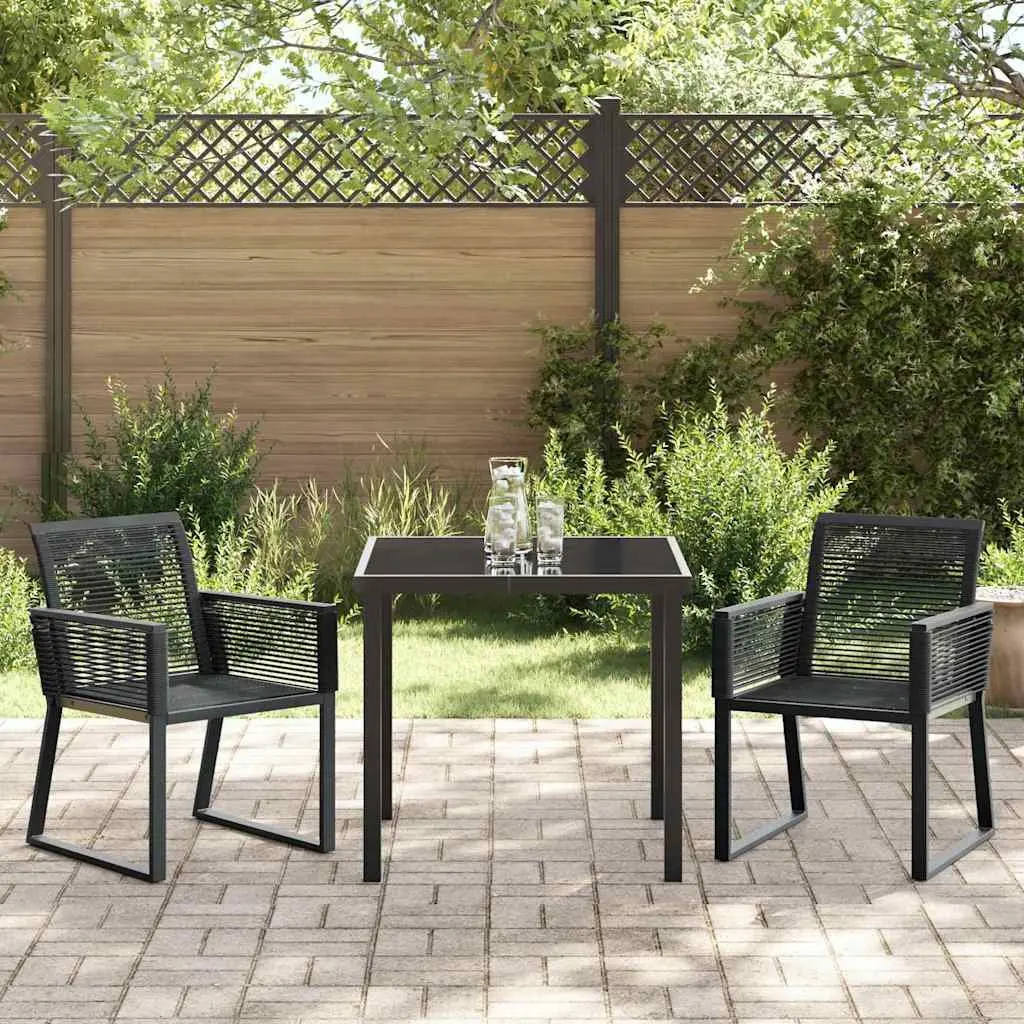 Garden Dining Set 3 Piece Black Outdoor Furniture Patio Garden Table Chairs
