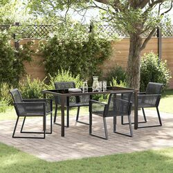 5 Piece Garden Dining Set: Black Table and Chair Specifications