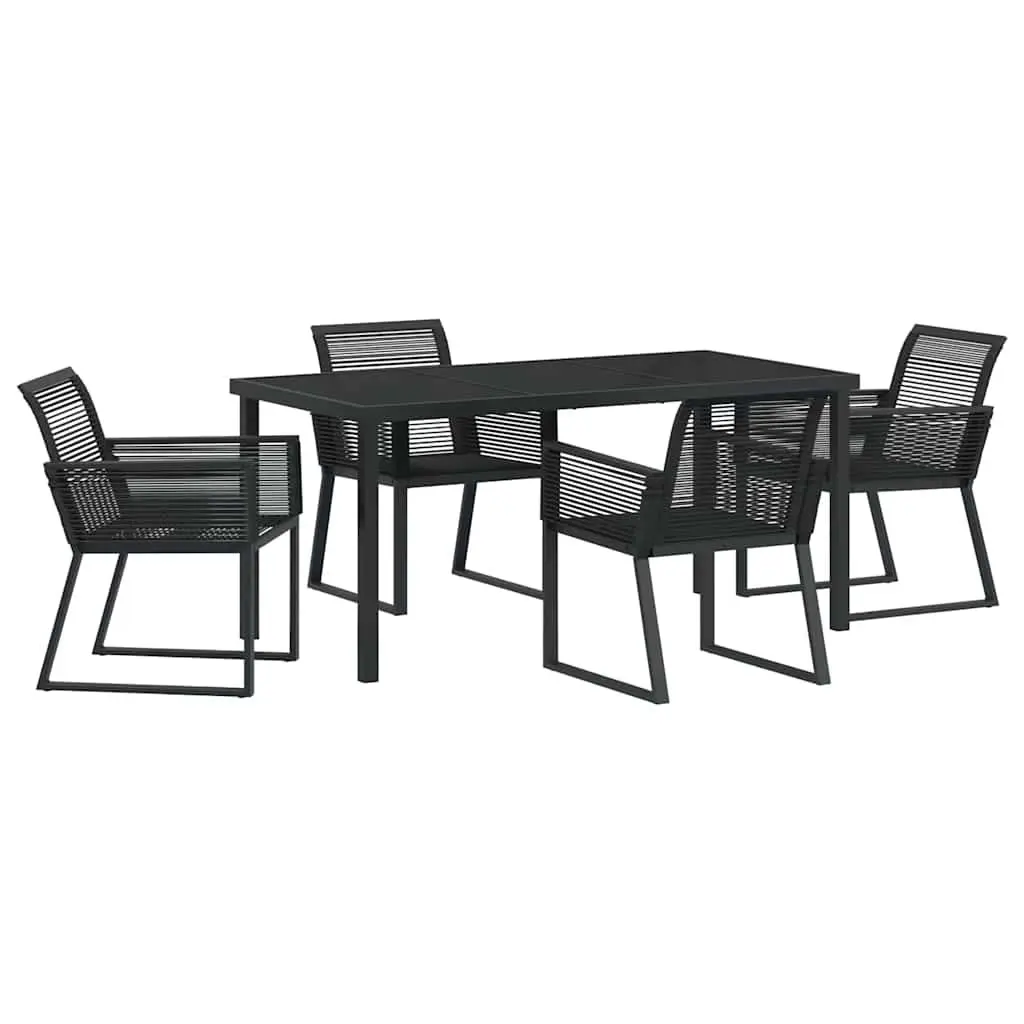 Garden Dining Set 5 Piece Black Outdoor Furniture Rectangular Patio Table Chairs