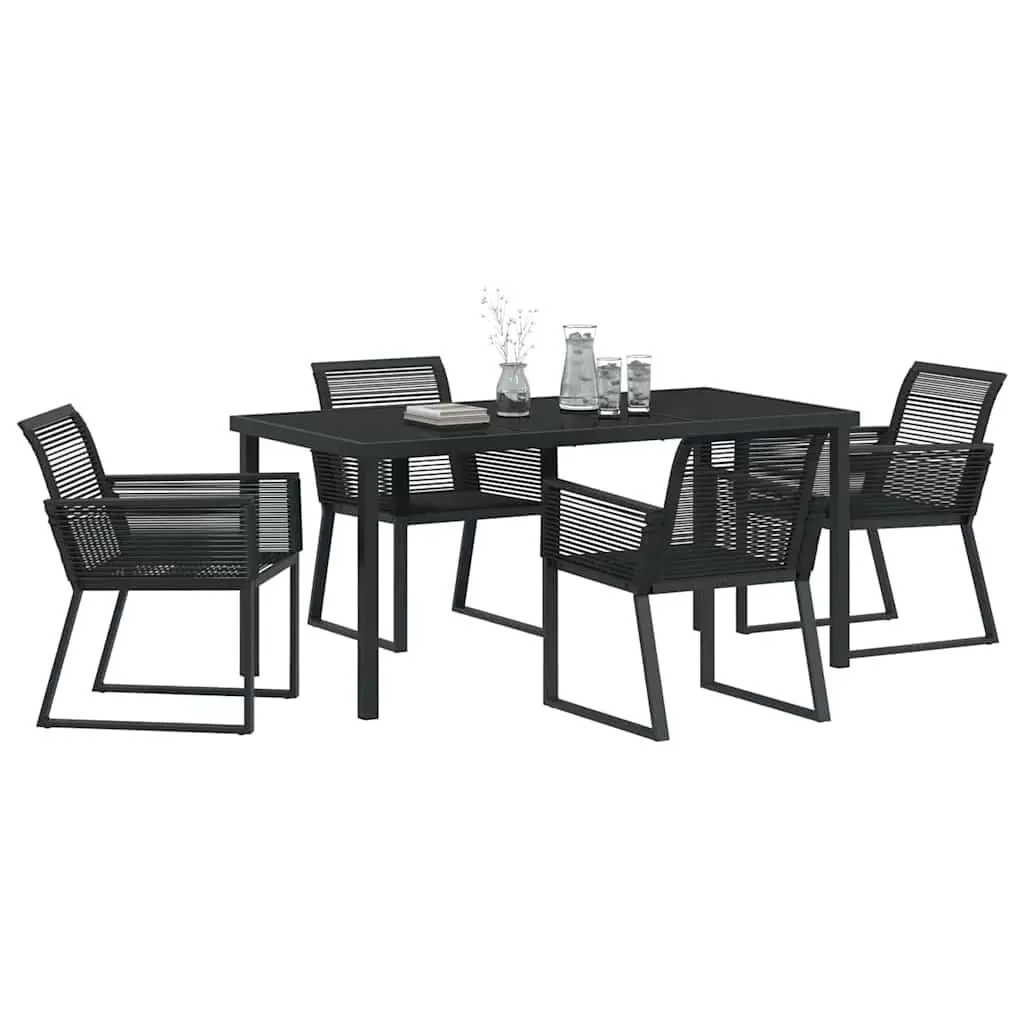 Garden Dining Set 5 Piece Black Outdoor Furniture Rectangular Patio Table Chairs