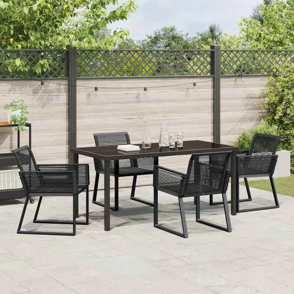 Garden Dining Set 5 Piece Black Outdoor Furniture Rectangular Patio Table Chairs