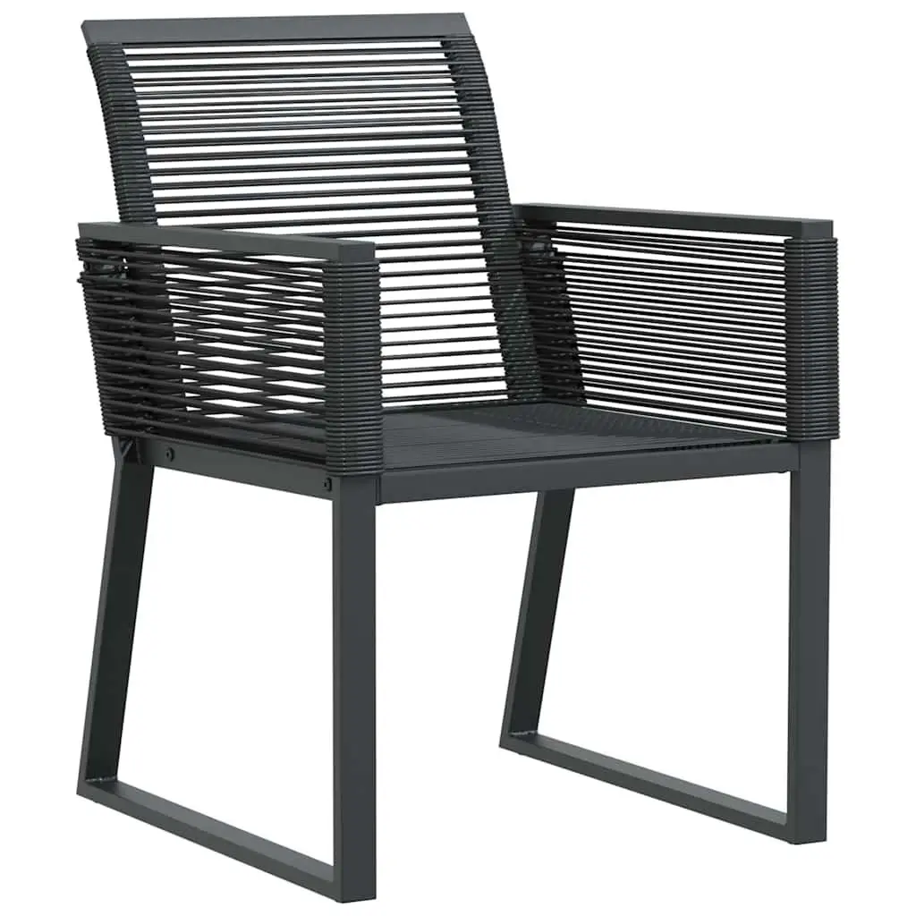 Garden Dining Set 5 Piece Black Outdoor Furniture Rectangular Patio Table Chairs