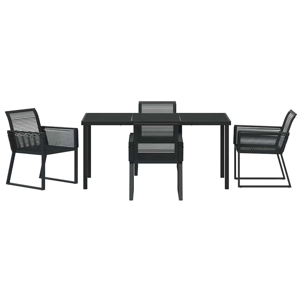 Garden Dining Set 5 Piece Black Outdoor Furniture Rectangular Patio Table Chairs