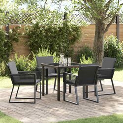 5-Piece Black Steel Frame Outdoor Dining Set Specifications