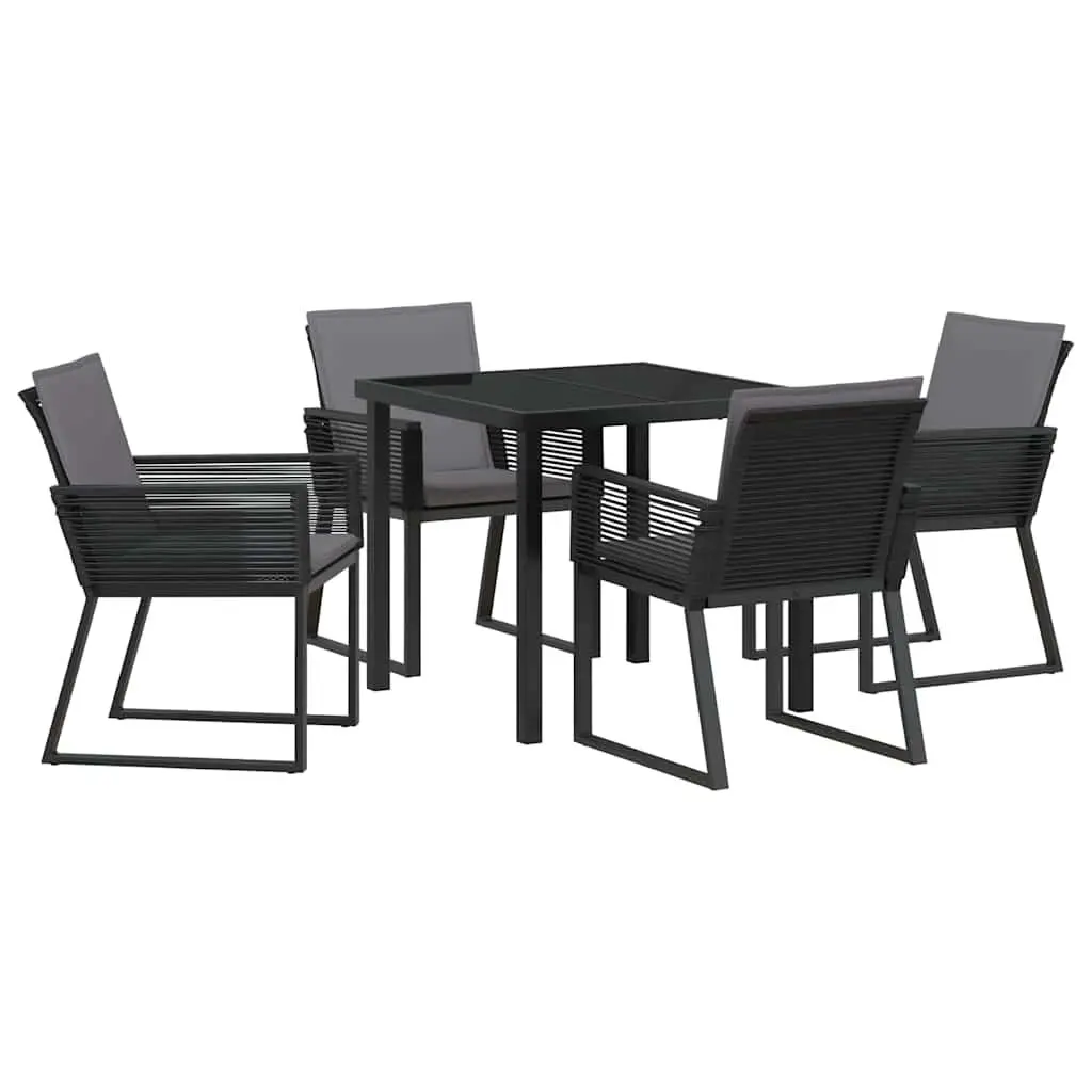 Garden Dining Set Outdoor Furniture 5 Piece Black Steel Frame Patio Table