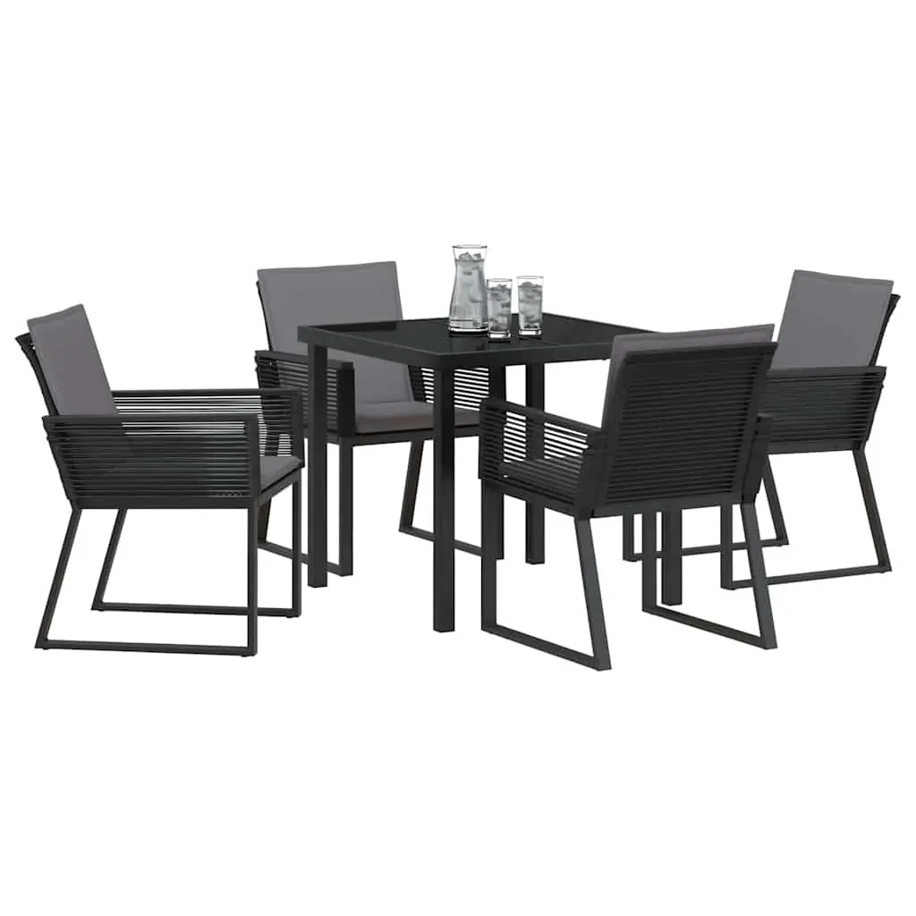 Garden Dining Set Outdoor Furniture 5 Piece Black Steel Frame Patio Table