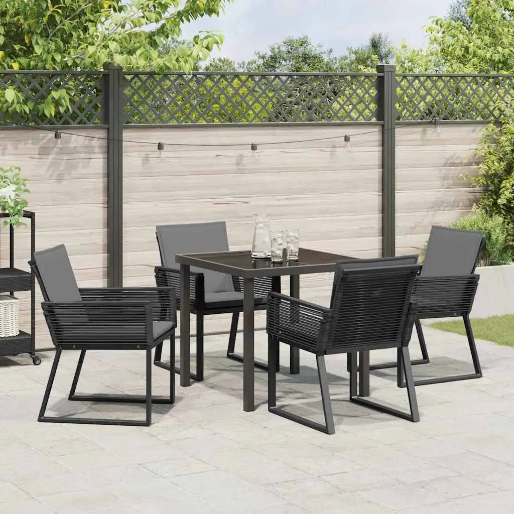 Garden Dining Set Outdoor Furniture 5 Piece Black Steel Frame Patio Table
