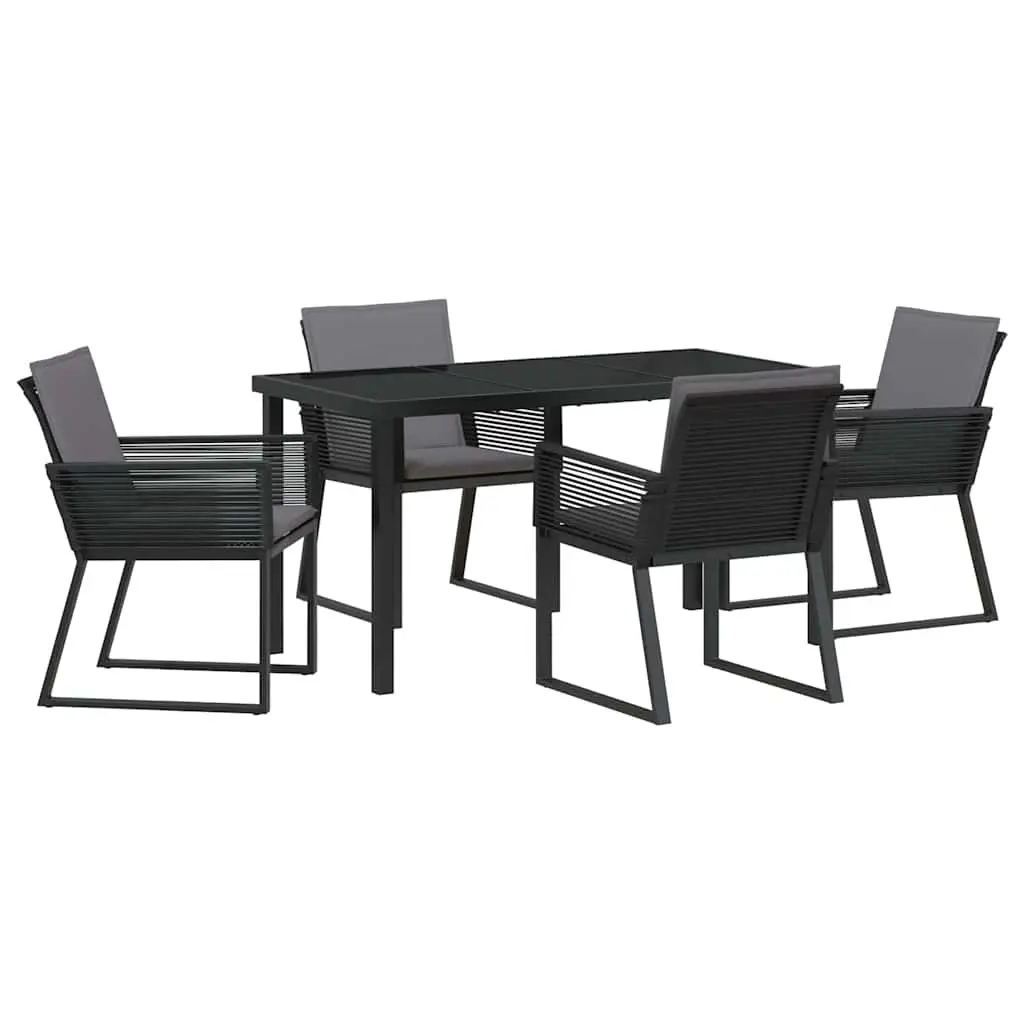 Garden Dining Set 5 Pieces Outdoor Furniture Black Steel Frame Patio Table