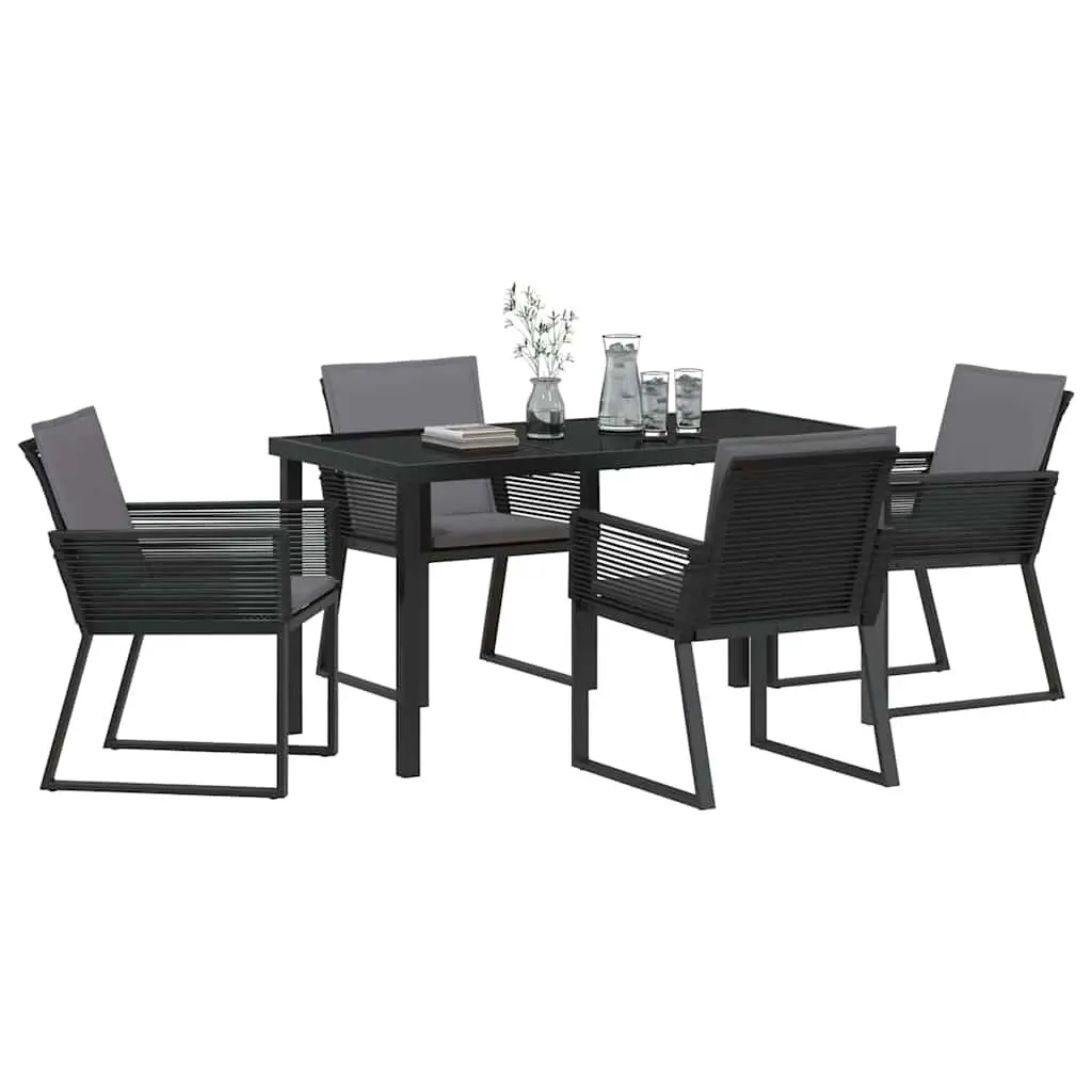 Garden Dining Set 5 Pieces Outdoor Furniture Black Steel Frame Patio Table