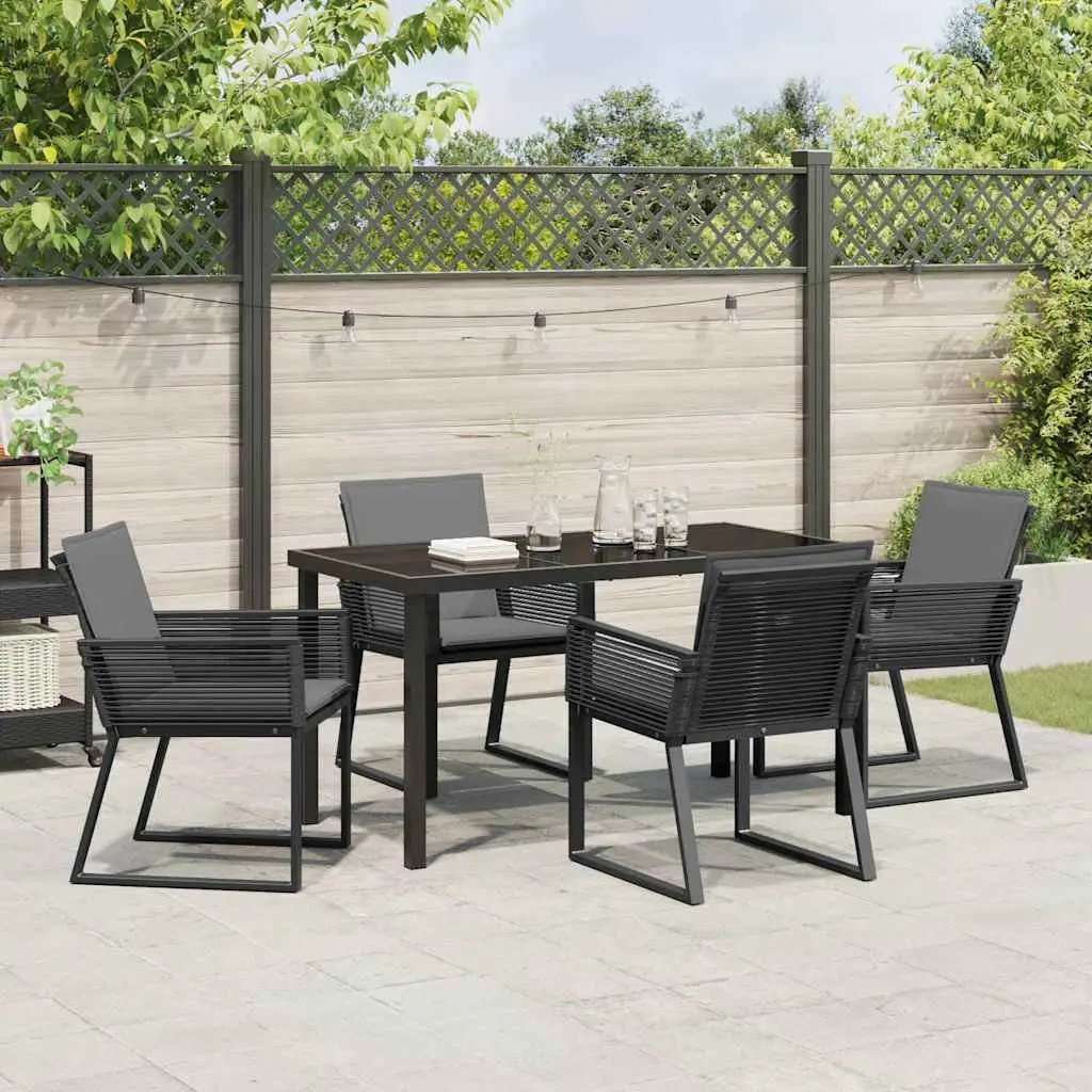 Garden Dining Set 5 Pieces Outdoor Furniture Black Steel Frame Patio Table
