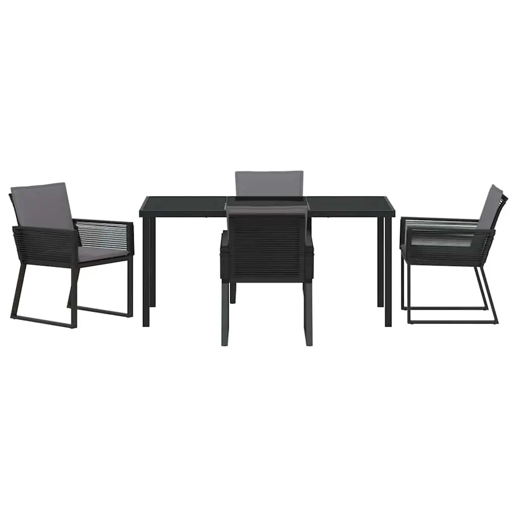 Garden Dining Set 5 Pieces Outdoor Furniture Black Steel Frame Poly Rattan