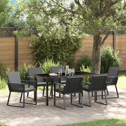 Factual 7 Piece Garden Dining Set with Black Steel Frame