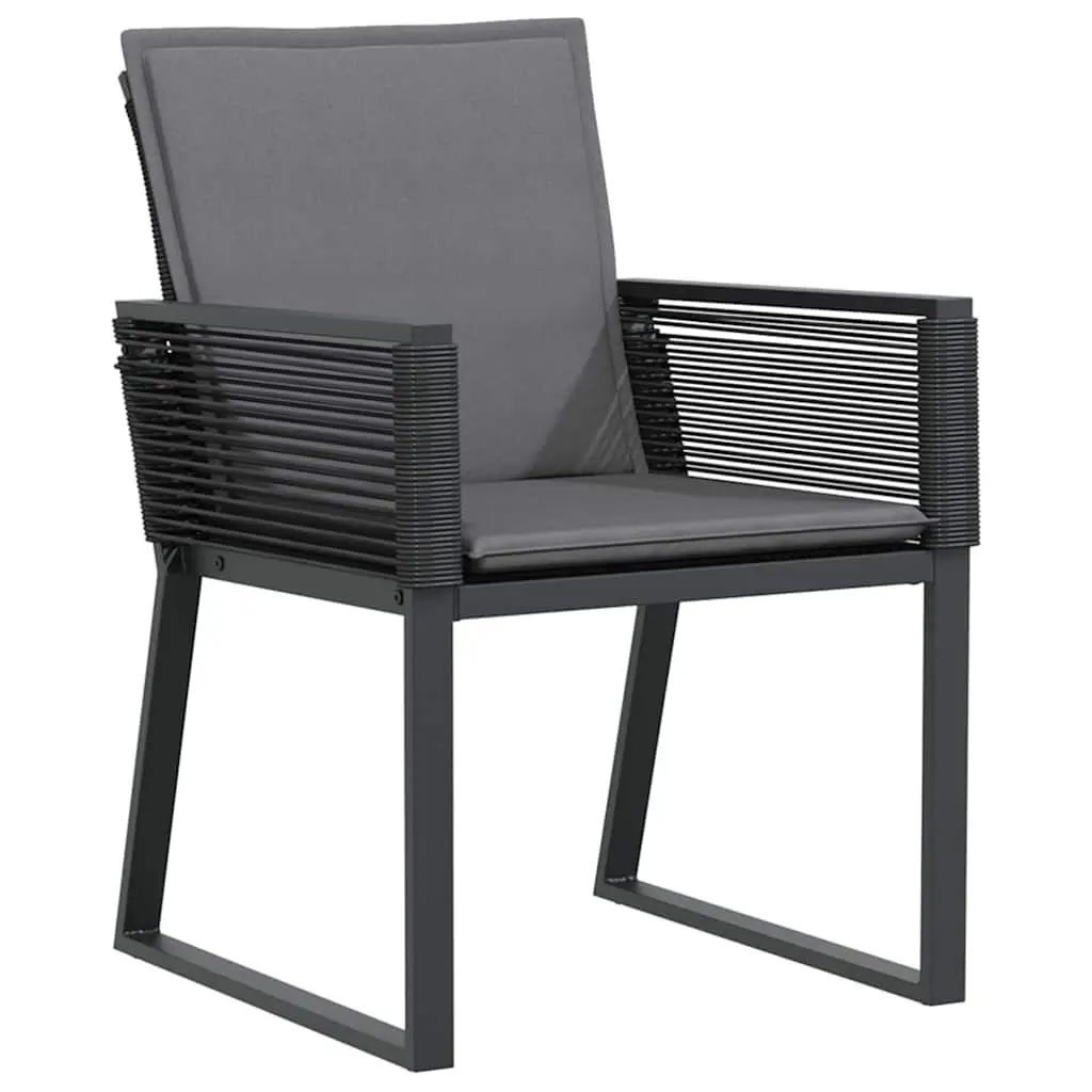 Garden Dining Set 7 Piece Outdoor Furniture Black Steel Frame Rattan Chairs
