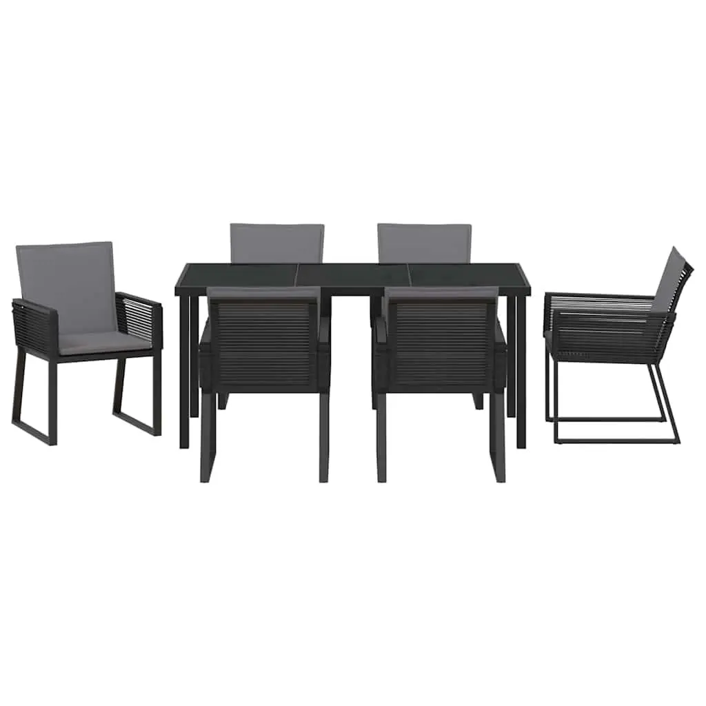Garden Dining Set 7 Piece Outdoor Furniture Black Steel Frame Rattan Chairs