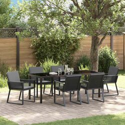 Factual Details of 7-Piece Black Steel Dining Set