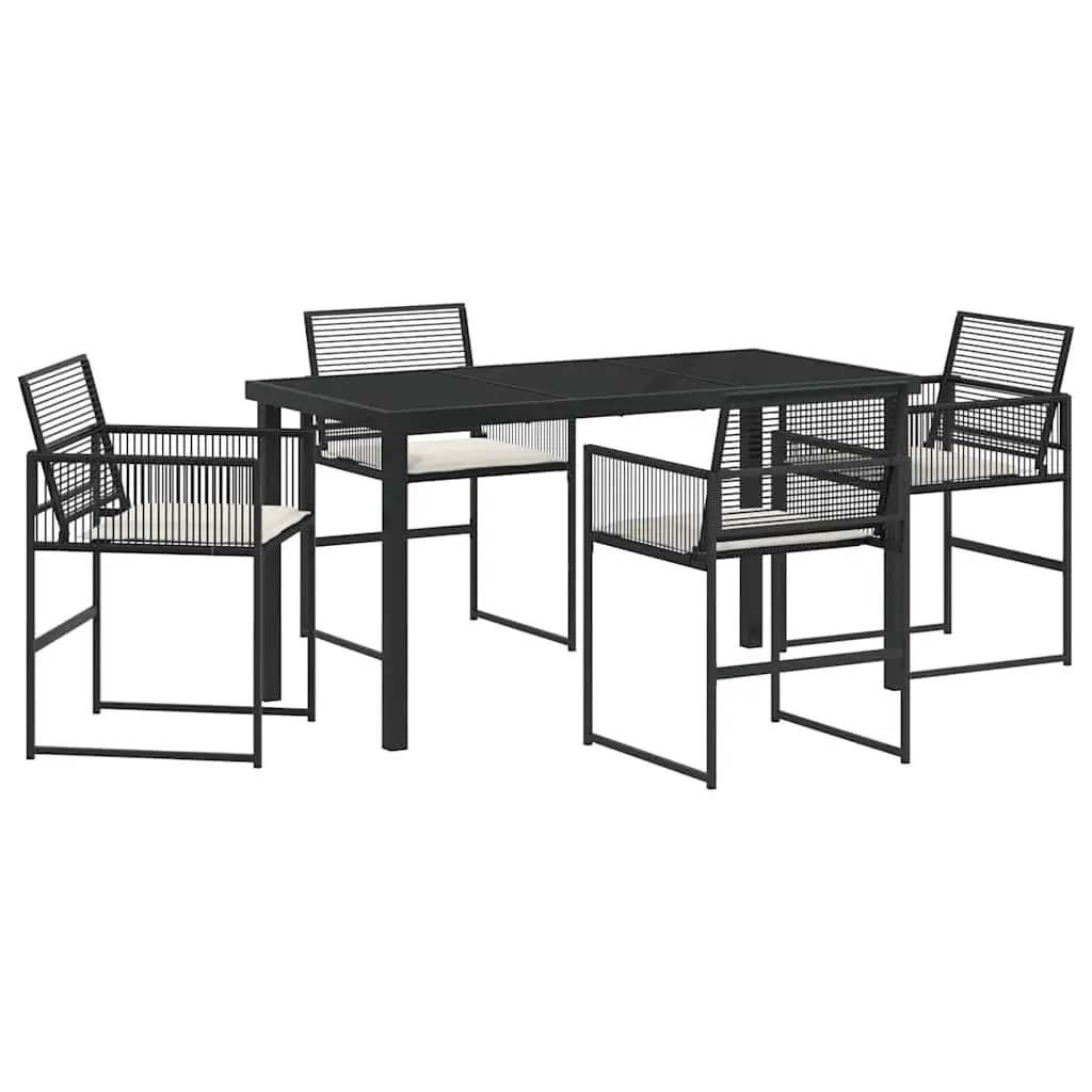 Garden Dining Set Outdoor Patio 5 Piece Black Poly Rattan Furniture