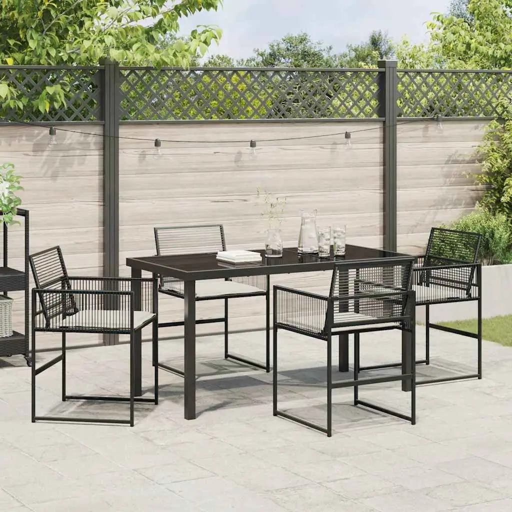 Garden Dining Set Outdoor Patio 5 Piece Black Poly Rattan Furniture