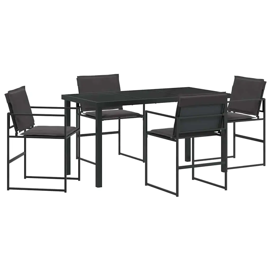 Outdoor Dining Set 5 Piece Black Patio Garden Furniture Table Chairs Steel Frame