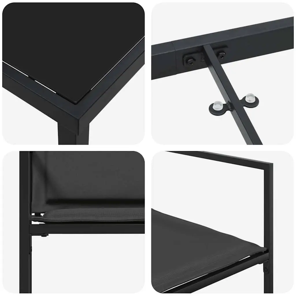 Outdoor Dining Set 5 Piece Black Patio Garden Furniture Table Chairs Steel Frame