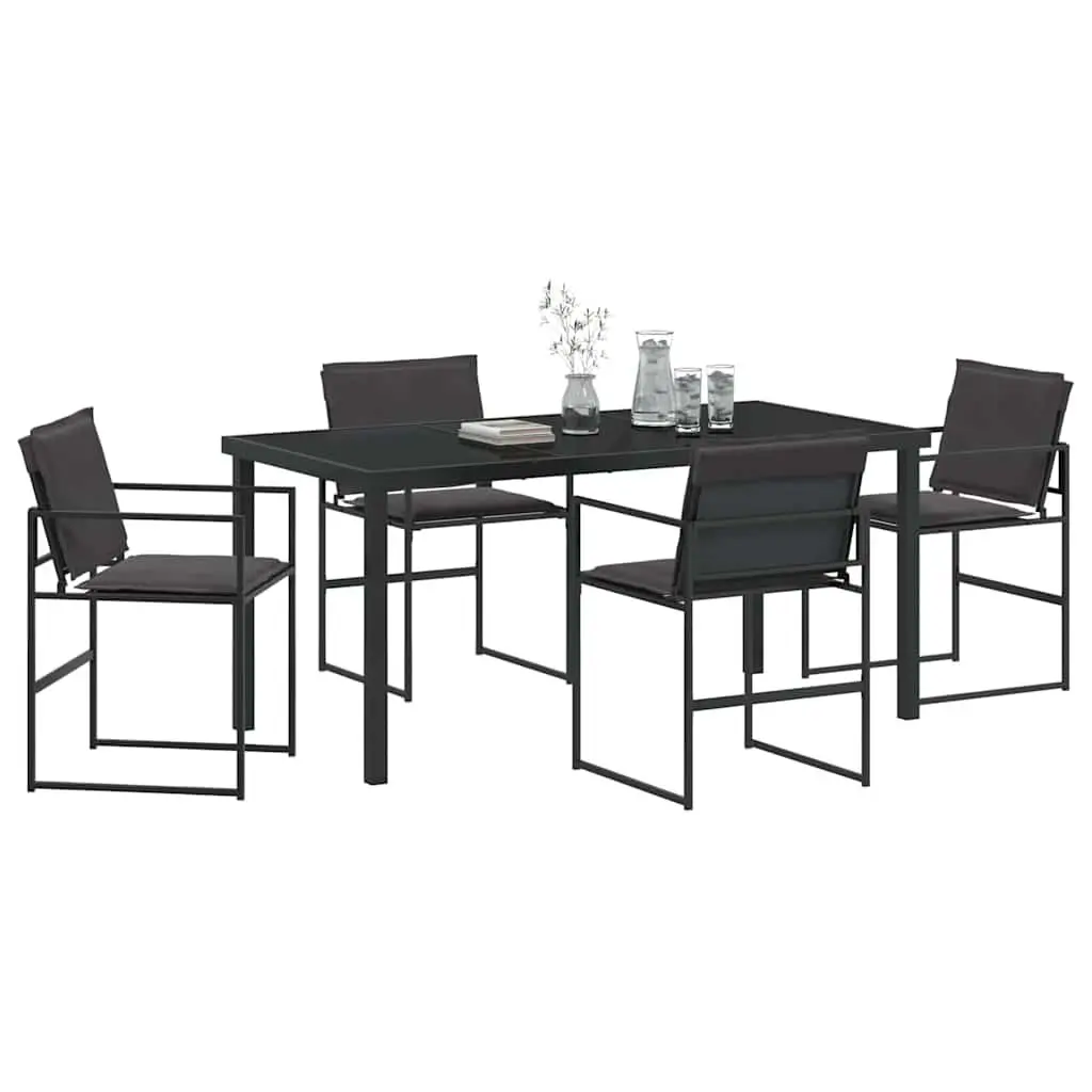 Garden Dining Set 5 Pieces Outdoor Seating Black Table Chairs Patio Furniture