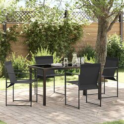 5-Piece Garden Dining Set: Steel Frame & Glass Table
