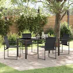 5-Piece Outdoor Dining Set with Steel and Textilene