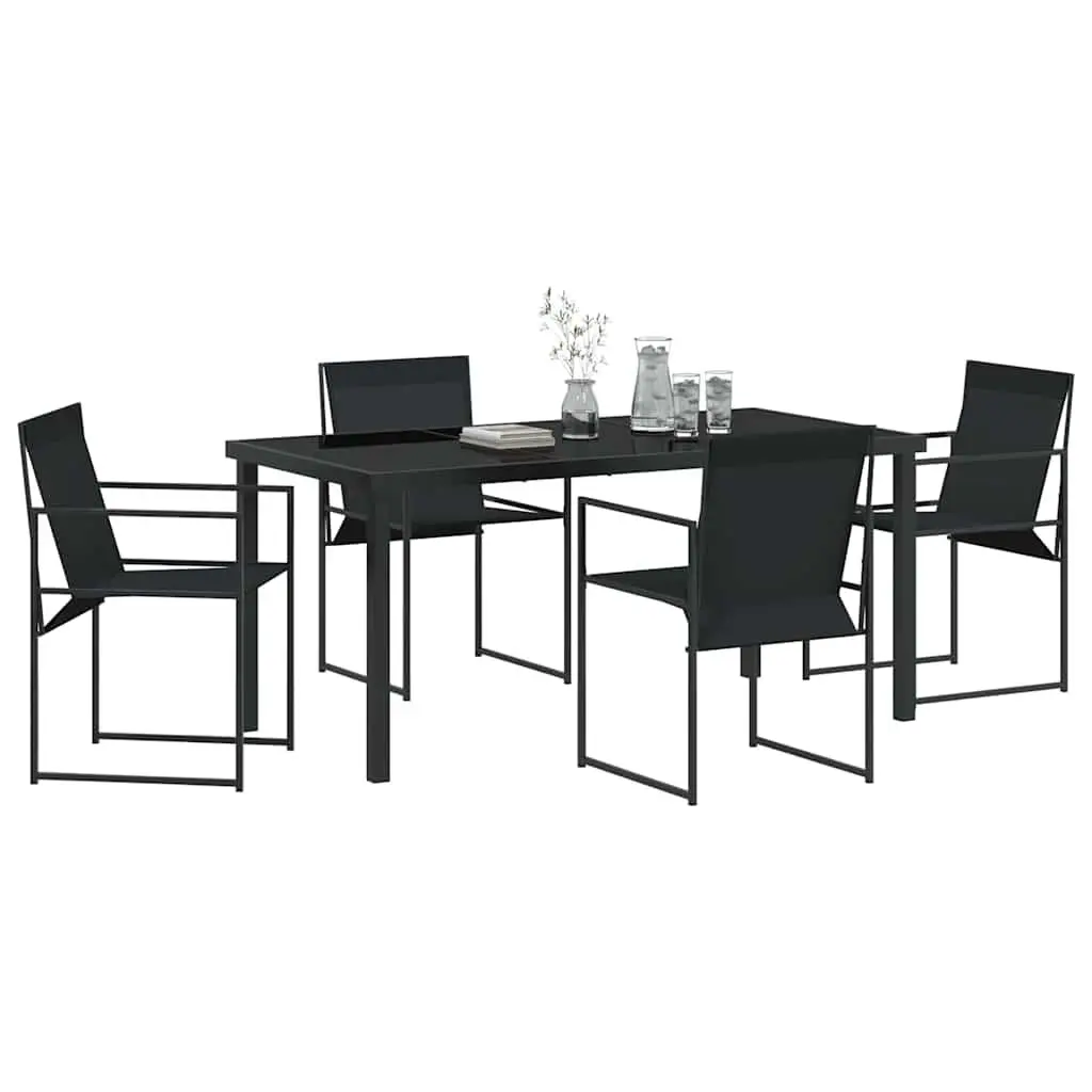 5-Piece Outdoor Dining Set with Steel and Textilene