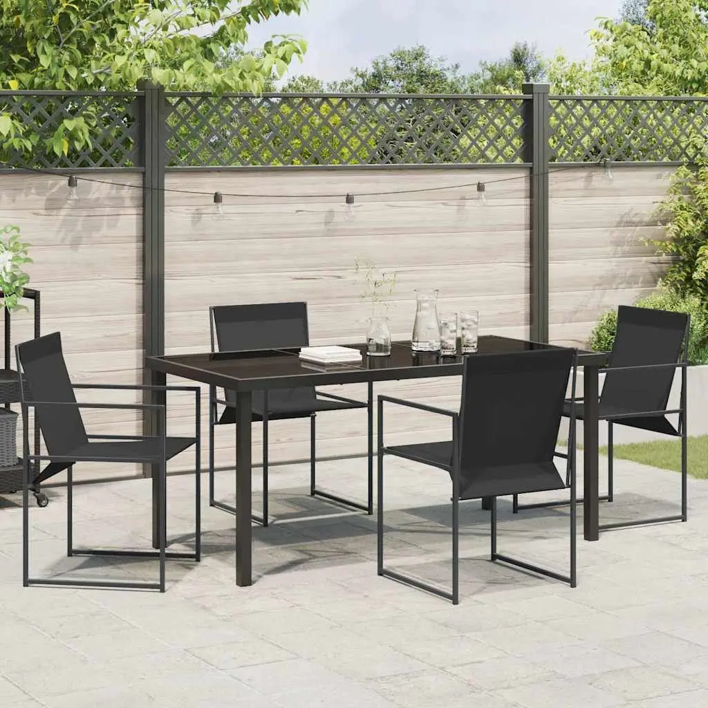 5-Piece Outdoor Dining Set with Steel and Textilene