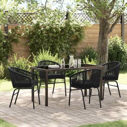 5-Piece Garden Dining Set: Black Steel Frame Details