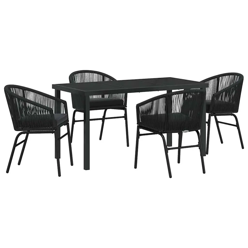 Garden Dining Set Outdoor Furniture 5 Piece Black Steel Frame Patio Dining Table
