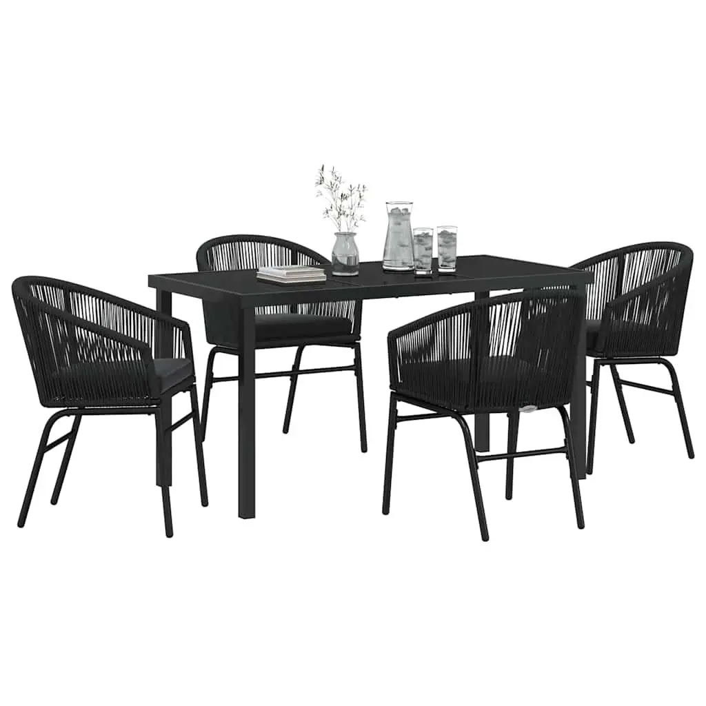 Garden Dining Set Outdoor Furniture 5 Piece Black Steel Frame Patio Dining Table