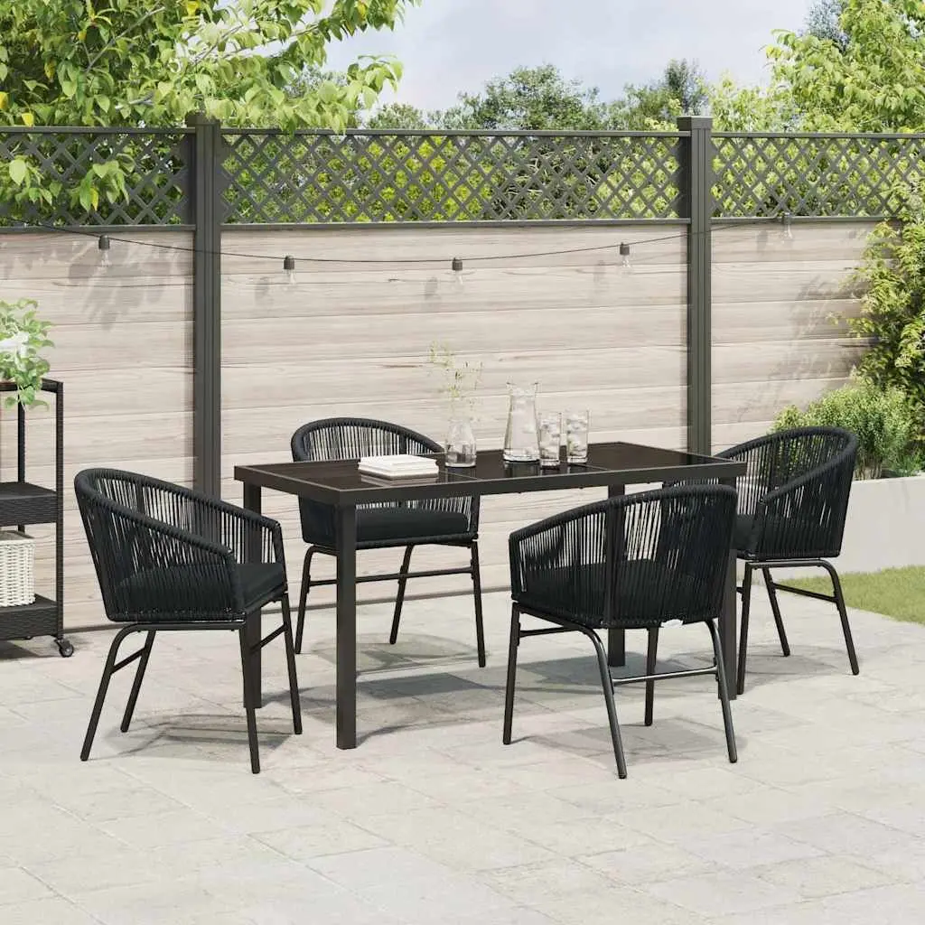Garden Dining Set Outdoor Furniture 5 Piece Black Steel Frame Patio Dining Table