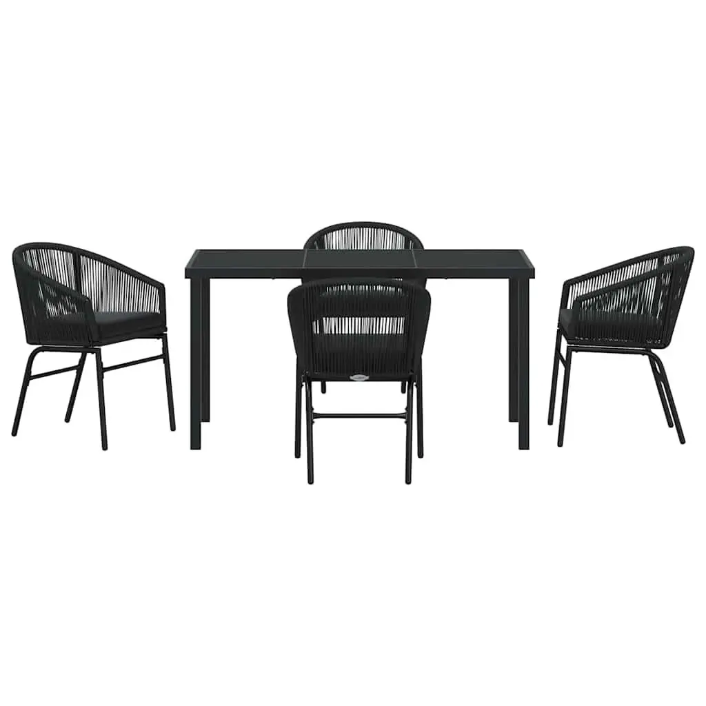 Garden Dining Set Outdoor Furniture 5 Piece Black Steel Frame Patio Dining Table