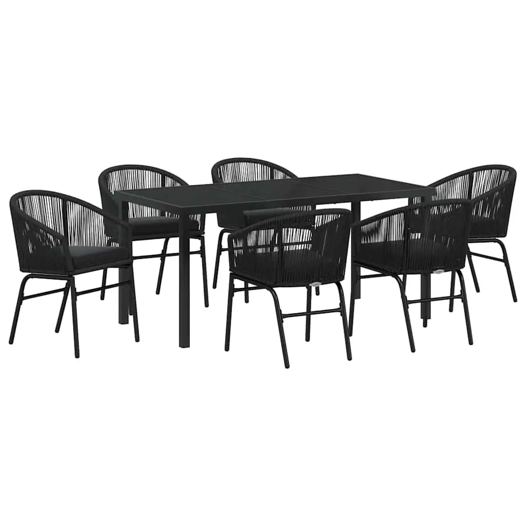 7-Piece Outdoor Dining Set in Black