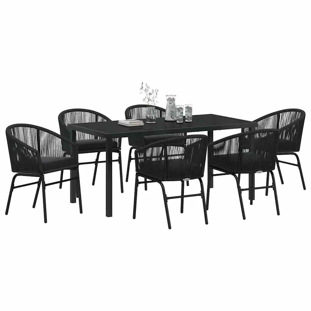 7-Piece Outdoor Dining Set in Black