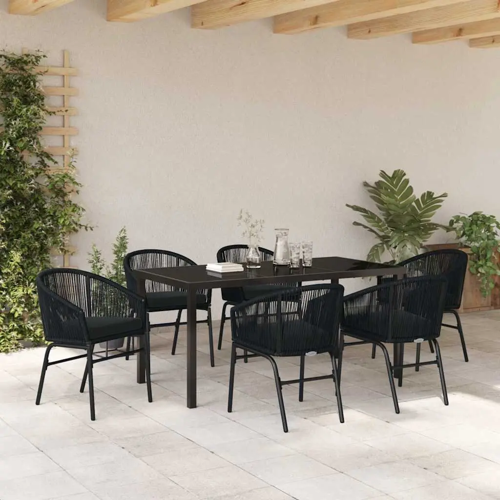 7-Piece Outdoor Dining Set in Black