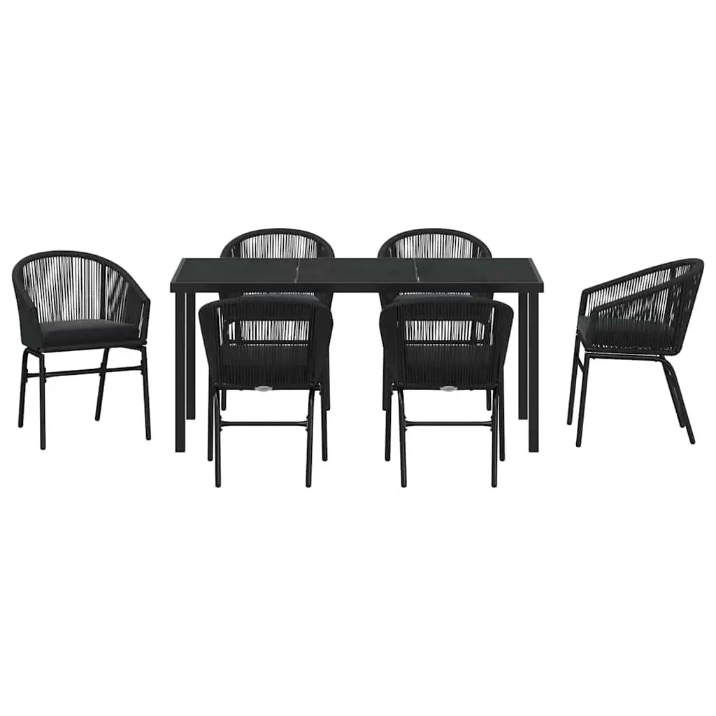 7-Piece Outdoor Dining Set in Black