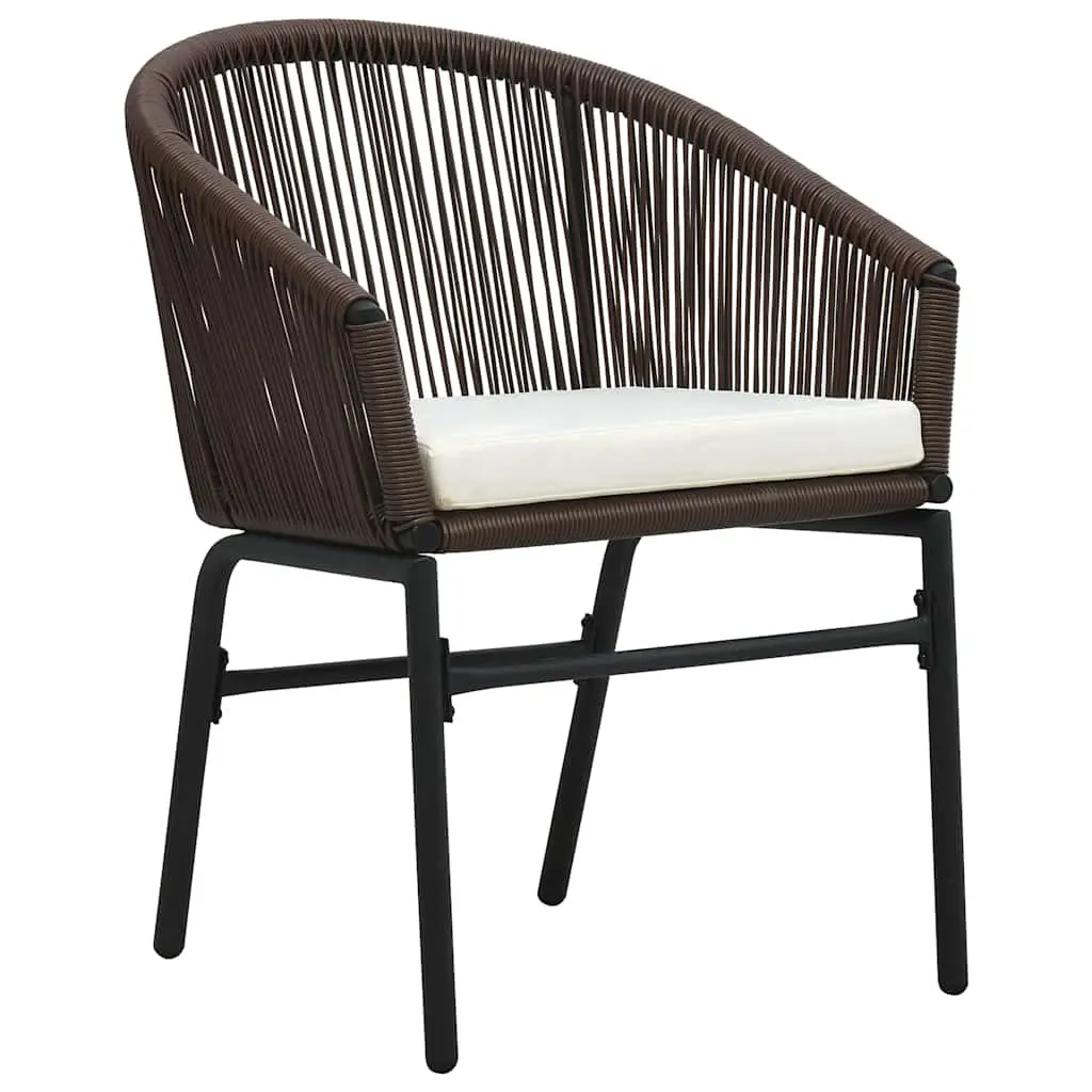 Garden Dining Set Outdoor Use 3 Piece Brown Steel Frame with Glass Top