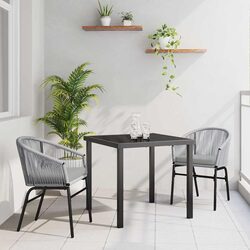 Garden Dining Set: 3-Piece Steel and Glass Outdoor Furniture