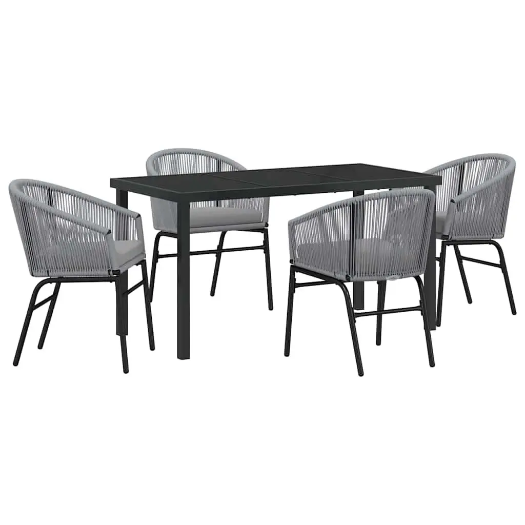 Outdoor Garden Dining Set 5 Piece Anthracite Steel Frame Glass Top Patio